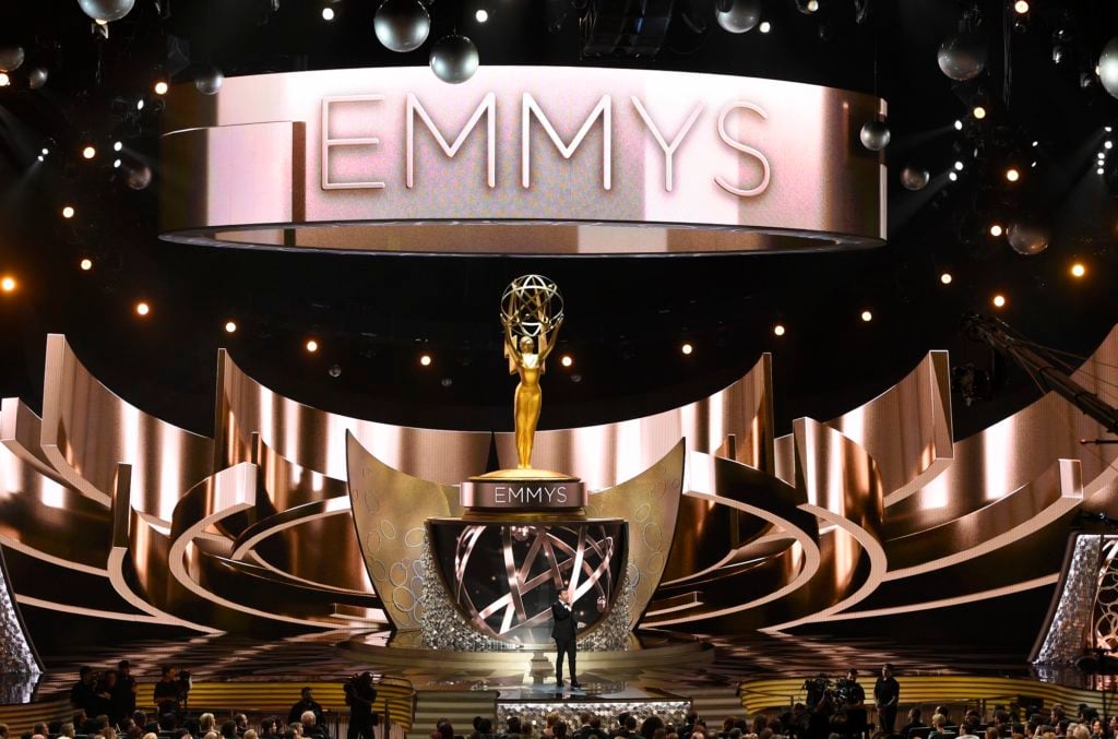 Host Jimmy Kimmel speaks at the 68th Primetime Emmy Awards on Sunday, Sept. 18, 2016, at the Microsoft Theater in Los Angeles. (Photo by Chris Pizzello/Invision/AP)