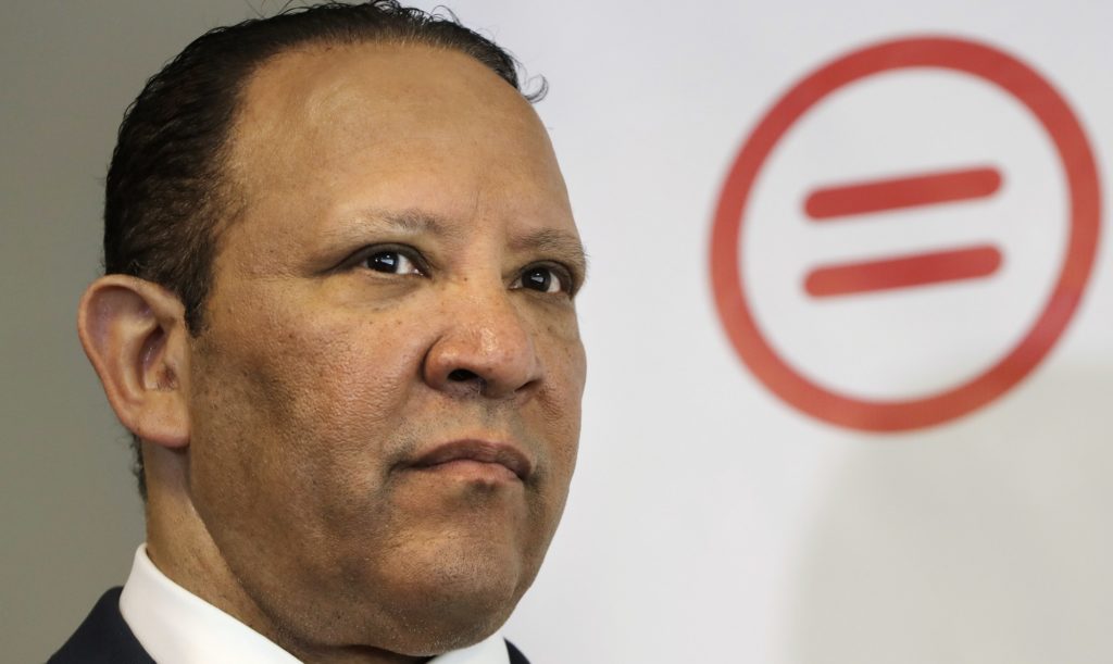 National Urban League President and CEO Marc Morial presents the 2017 State of Black America report, Tuesday, May 2, 2017, at the National Urban League in Washington. (AP Photo/Jacquelyn Martin)