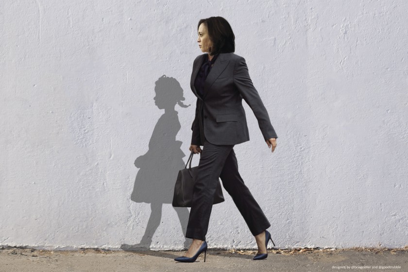 Artist Gordon Jones created this image of Kamala Harris & Ruby Bridges for Good Trubble