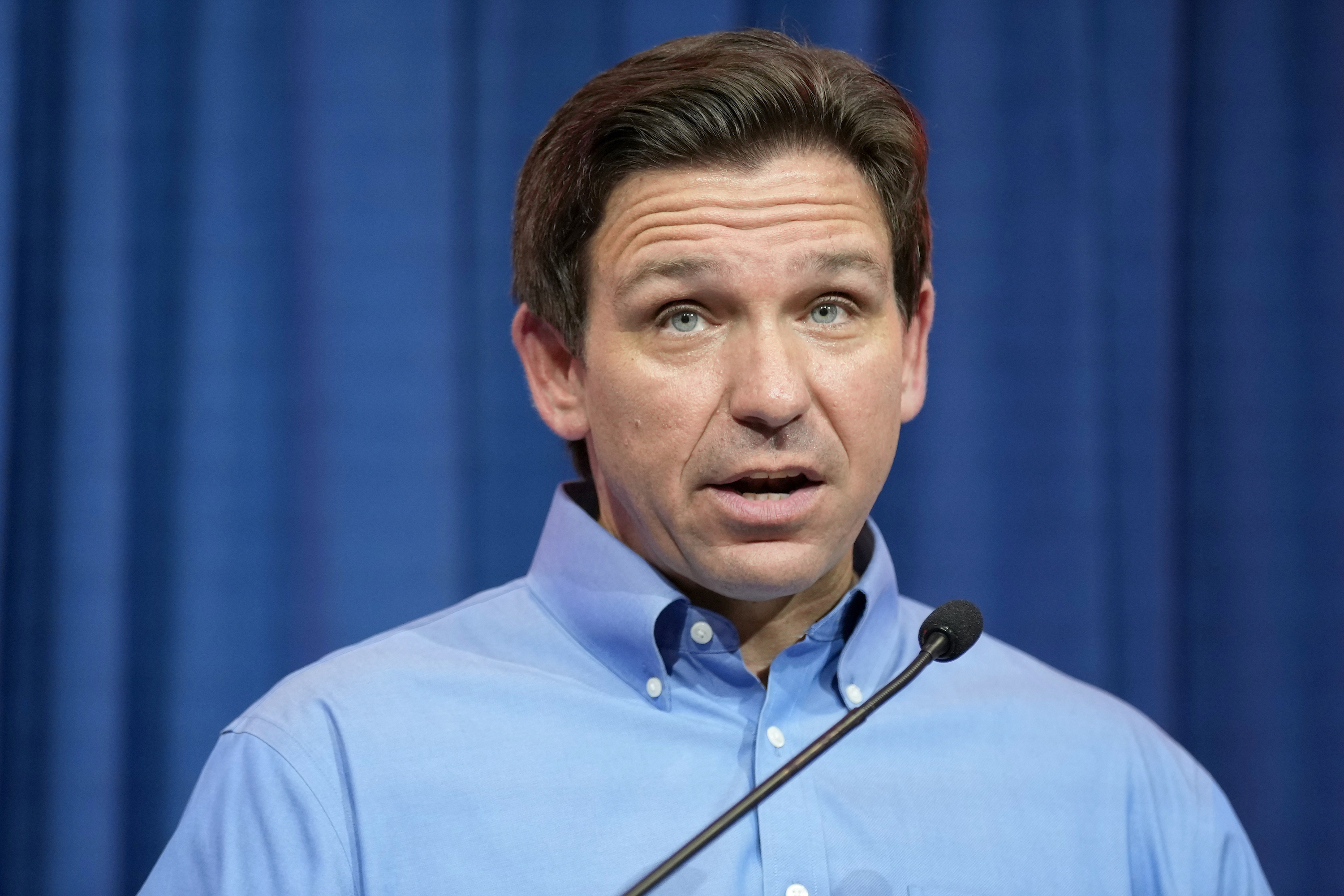 Florida Gov. Ron DeSantis speaks during a fundraising picnic on May 13, 2023, in Sioux Center, Iowa.