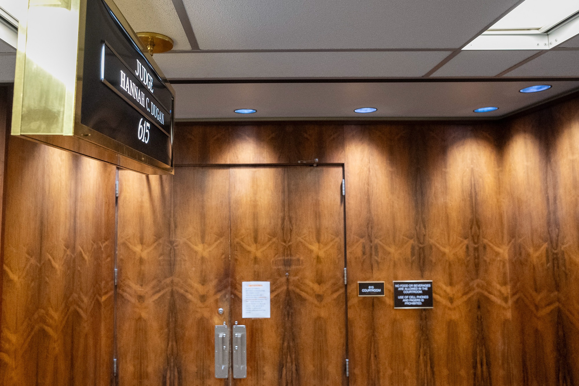 Entrance to Judge Hannah C. Dugan’s courtroom at the Milwaukee County Courthouse, where she was accused of aiding a man in evading ICE agents