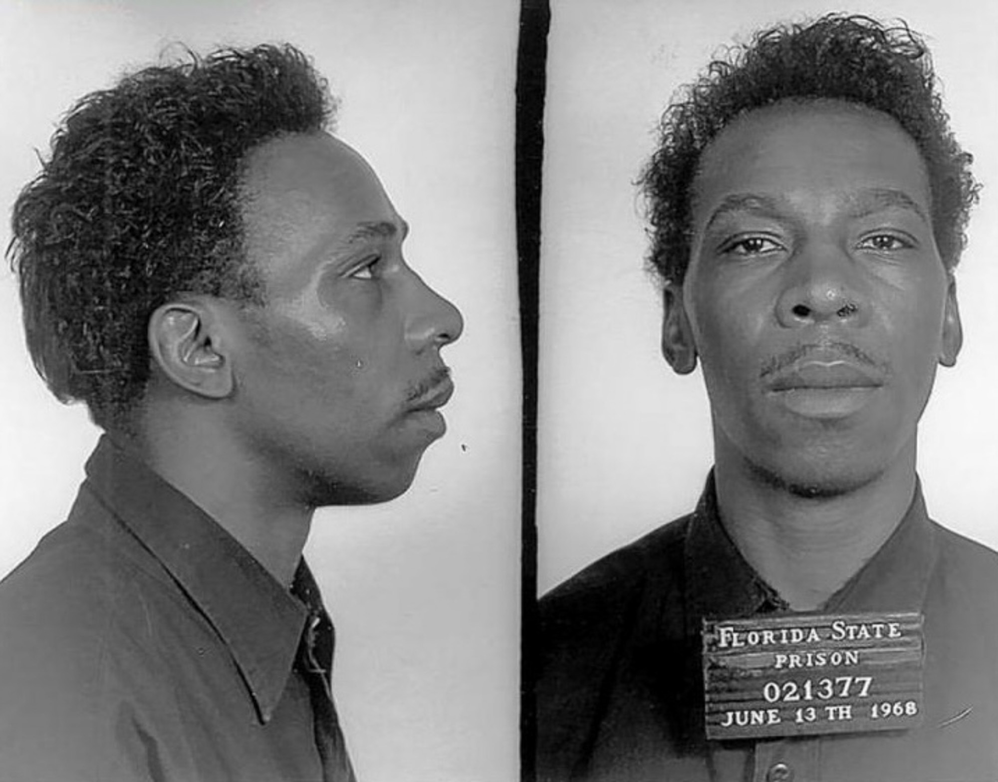 Mugshot of James Joseph Richardson taken at Florida State Prison on June 13, 1968, before his exoneration in 1989