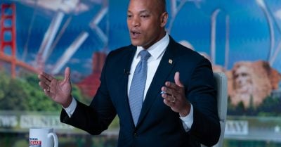 Maryland Gov. Wes Moore speaks during a televised interview on Fox News.