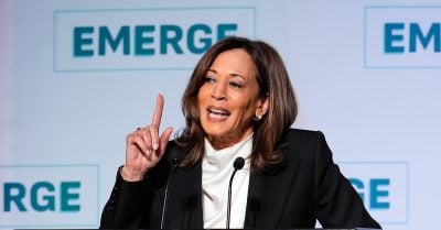 Kamala Harris speaks at the Emerge Gala, warning about Trump’s second-term Project 2025 agenda and its potential threat to public education and democracy.