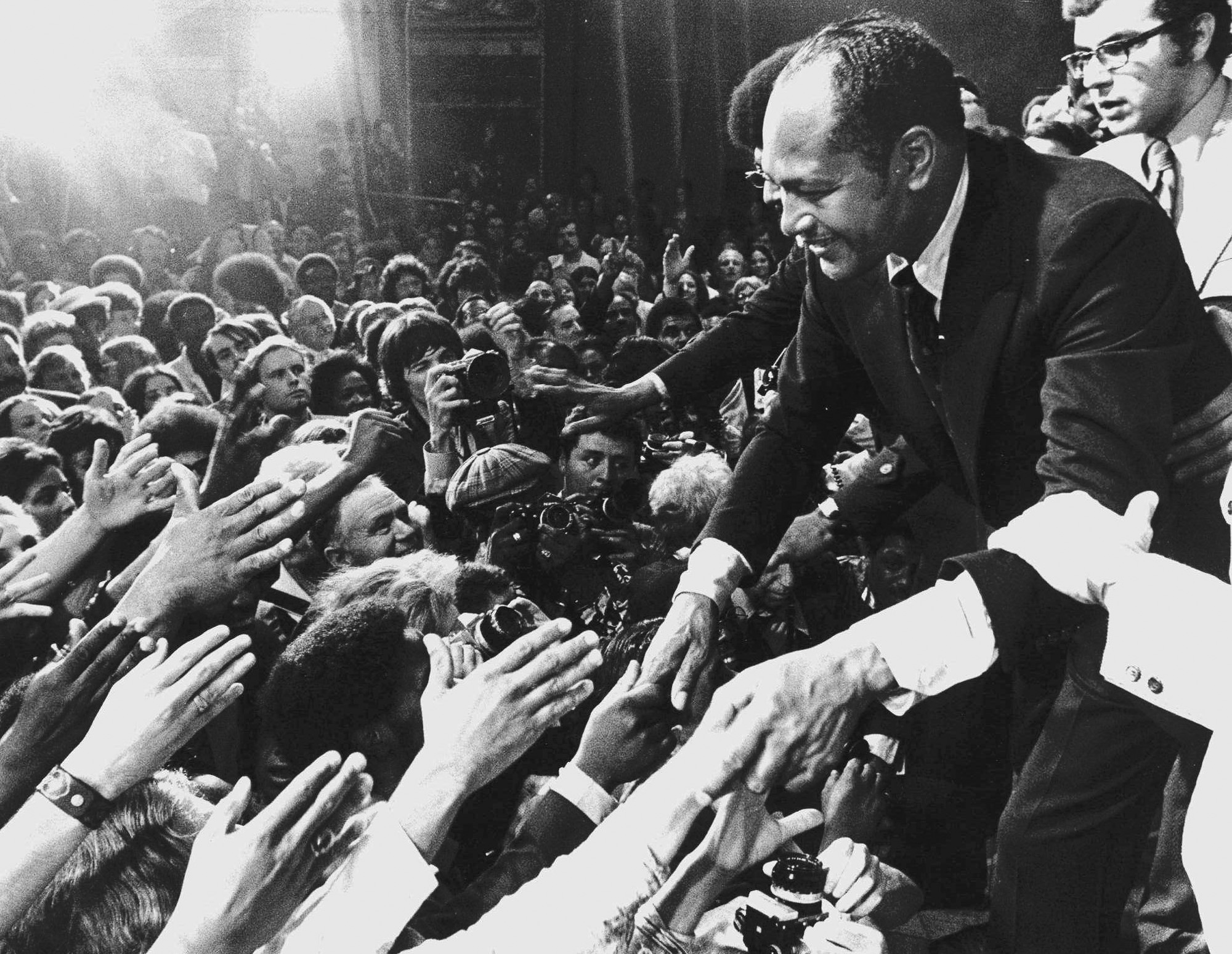 Los Angeles Mayor Tom Bradley campaigning