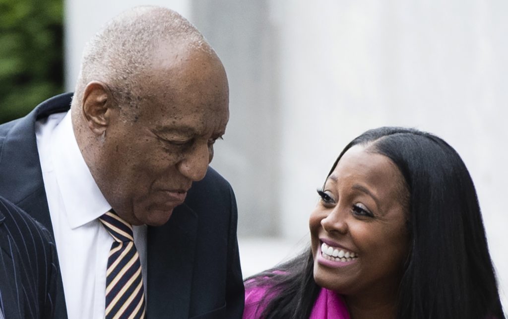 Bill Cosby arrives for his sexual assault trial with actress Keshia Knight Pulliam, right, at the Montgomery County Courthouse in Norristown, Pa., Monday, June 5, 2017. Pulliam played Cosby’s youngest daughter, Rudy Huxtable, on "The Cosby Show." (AP Photo/Matt Rourke)
