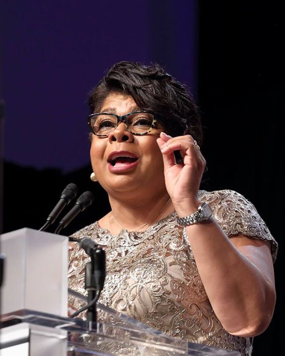 April Ryan addresses the Congressional Black Caucus Annual Legislative Conference in Washington, DC on September 22, 2017.