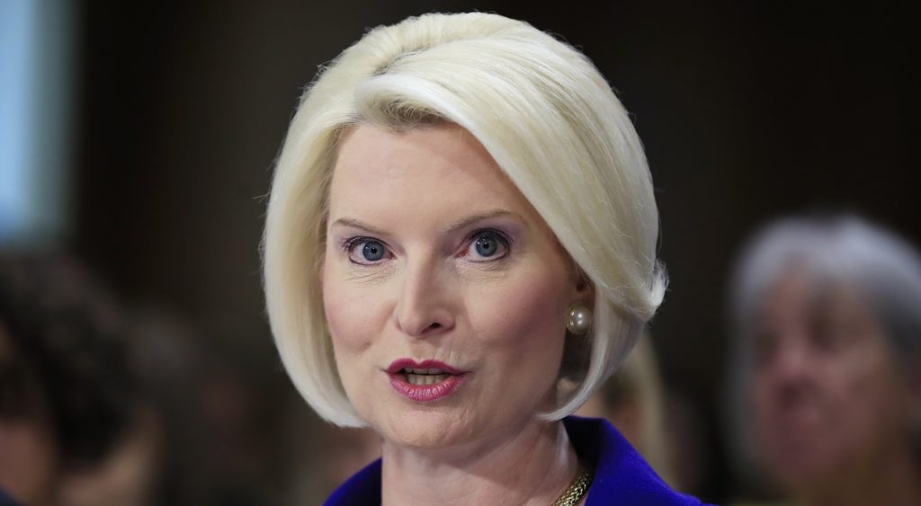 Callista Gingrich of Virginia, wife of former House Speaker Newt Gingrich, testifies on Capitol Hill in Washington, Tuesday, July 18, 2017, before the Senate Foreign Relations Committee hearing on her nomination to become U.S. Ambassador to the Vatican.  (AP Photo/Manuel Balce Ceneta)