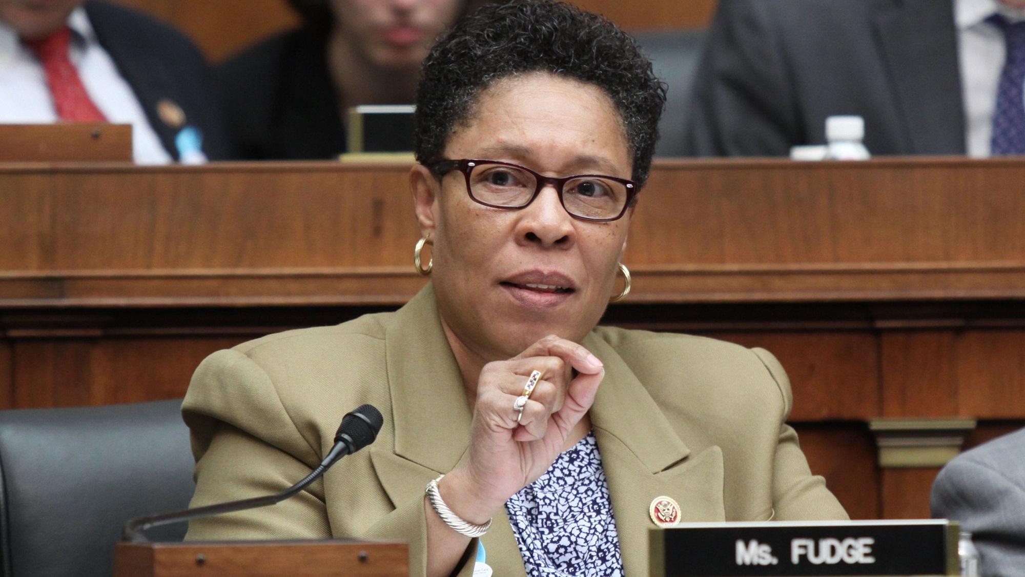 Rep. Marcia Fudge, D-Ohio, questions witnesses at the House Committee on Education and Workforce on college athletes forming unions, on May 8, 2014 on Capitol Hill in Washington. (AP Photo/Lauren Victoria Burke)