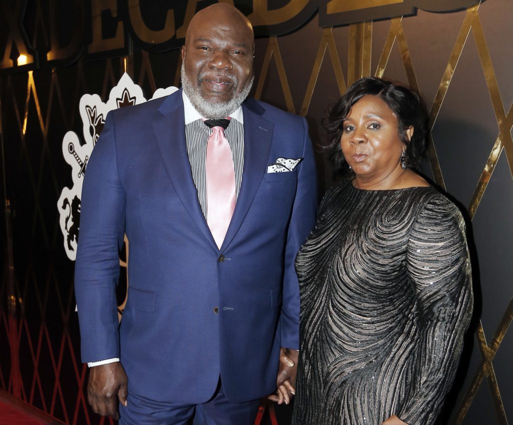IMAGE DISTRIBUTED FOR T.D. JAKES MINISTRIES - Bishop T.D. Jakes and Serita Jakes pose for a photo during his surprise 60th birthday party on Friday, June 30, 2017, in Dallas. (Brandon Wade/AP Images for T.D. Jakes Ministries)