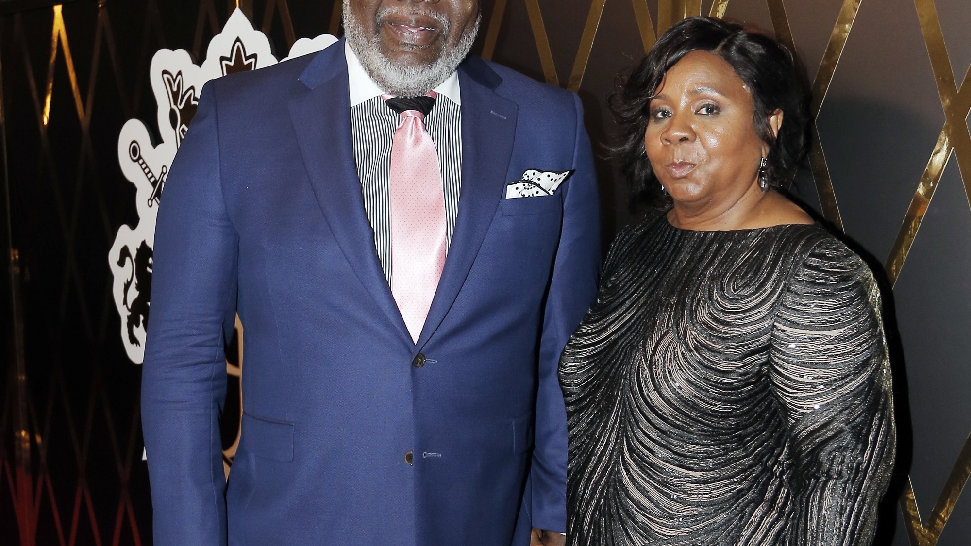 IMAGE DISTRIBUTED FOR T.D. JAKES MINISTRIES - Bishop T.D. Jakes and Serita Jakes pose for a photo during his surprise 60th birthday party on Friday, June 30, 2017, in Dallas. (Brandon Wade/AP Images for T.D. Jakes Ministries)