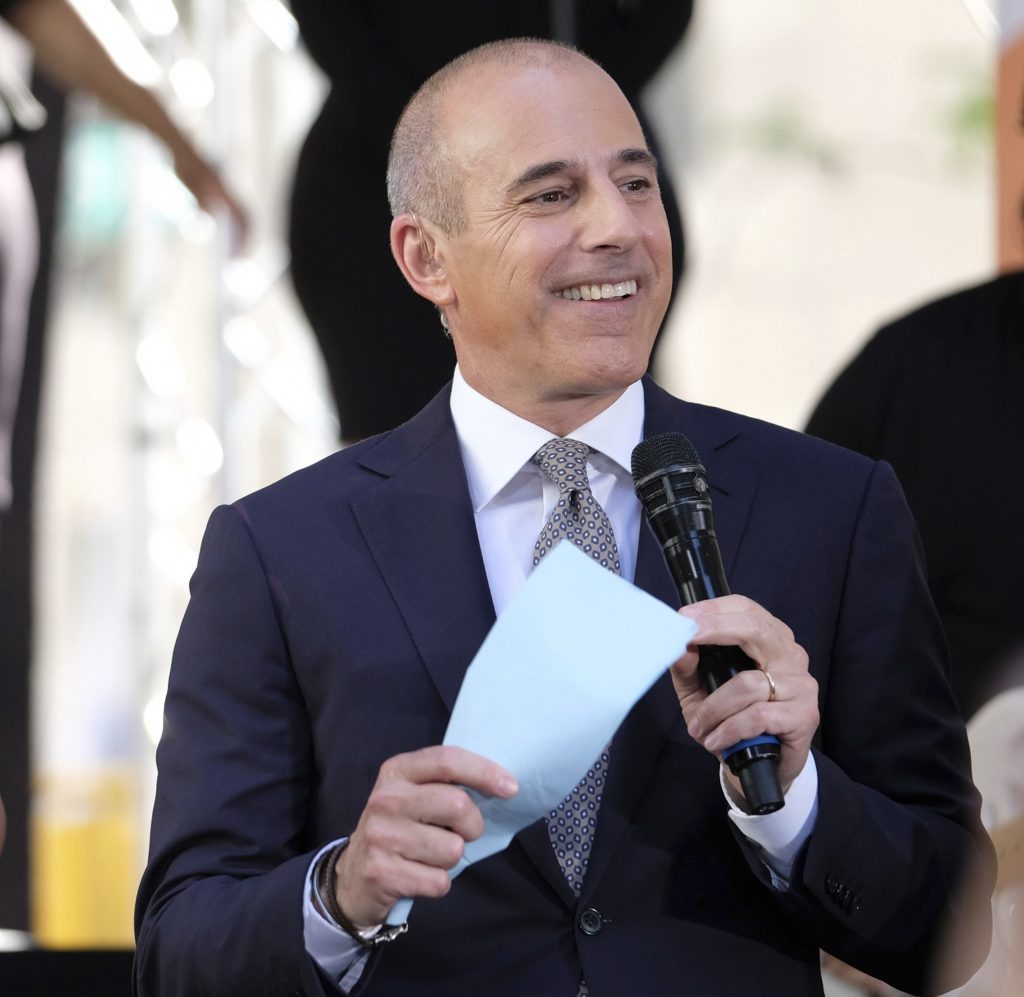 Matt Lauer appears on NBC's "Today" show at Rockefeller Plaza on Friday, May 19, 2017, in New York. (Photo by Charles Sykes/Invision/AP)