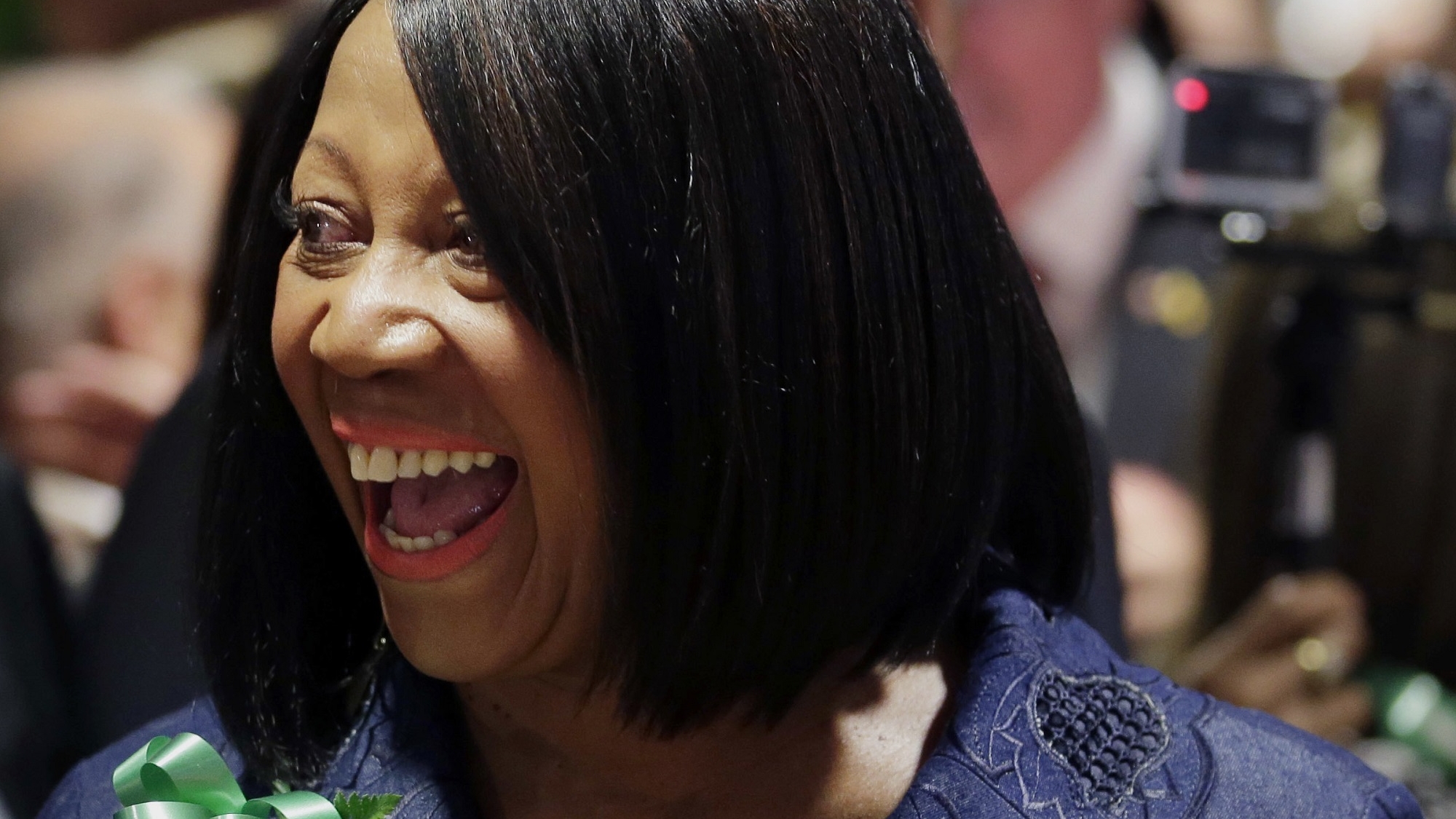 Democratic candidate for New Jersey lieutenant governor Sheila Oliver arrives to a news conference in Newark, N.J., Wednesday, July 26, 2017. Gubernatorial candidate Phil Murphy announced that Assemblywoman Oliver is joining his ticket as the candidate for lieutenant governor. (AP Photo/Seth Wenig)