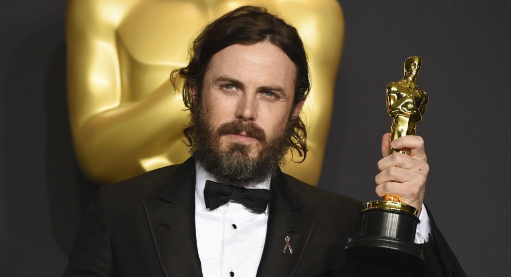 FILE - In this Sunday, Feb. 26, 2017, file photo, Casey Affleck poses in the press room with the award for best actor in a leading role for "Manchester by the Sea" at the Oscars at the Dolby Theatre in Los Angeles. Fresh off his Oscar win, Affleck will be lending his voice to a protest intended to call attention to mistreatment of bears on Tuesday, March 7, 2017, in Washington. (Photo by Jordan Strauss/Invision/AP, File)
