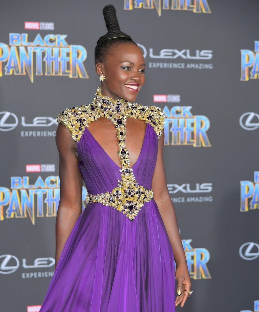 LOS ANGELES, CA - JANUARY 29: Lupita Nyong'o arrives for the World Premiere of Marvel Studios Black Panther, presented by Lexus, at Dolby Theatre in Hollywood on January 29th. (Photo by Charley Gallay/Getty Images for Lexus )