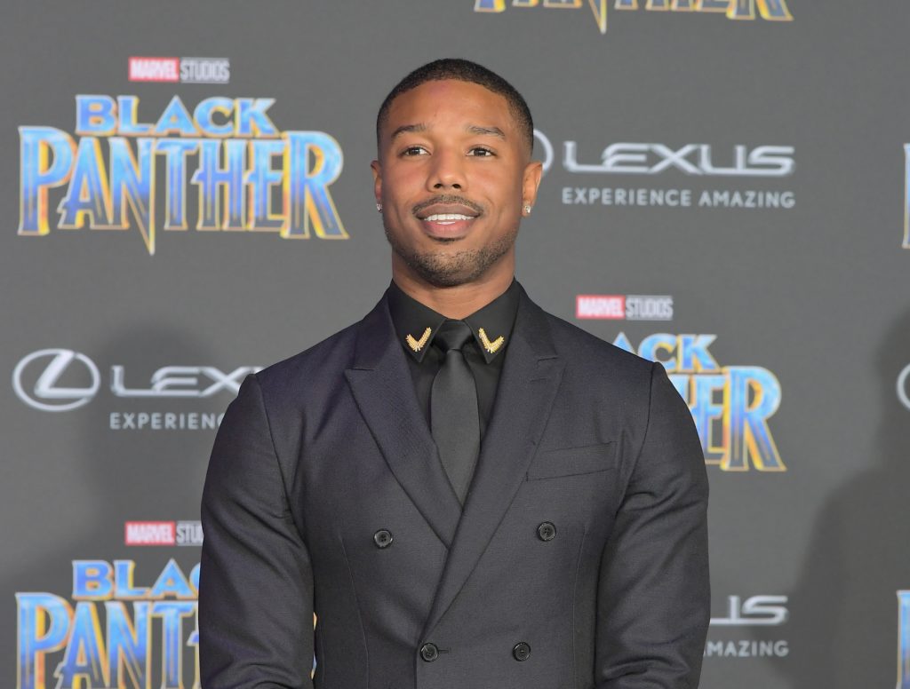 LOS ANGELES, CA - JANUARY 29: Michael B. Jordan arrives for the World Premiere of Marvel Studios Black Panther, presented by Lexus, at Dolby Theatre in Hollywood on January 29th. (Photo by Charley Gallay/Getty Images for Lexus )