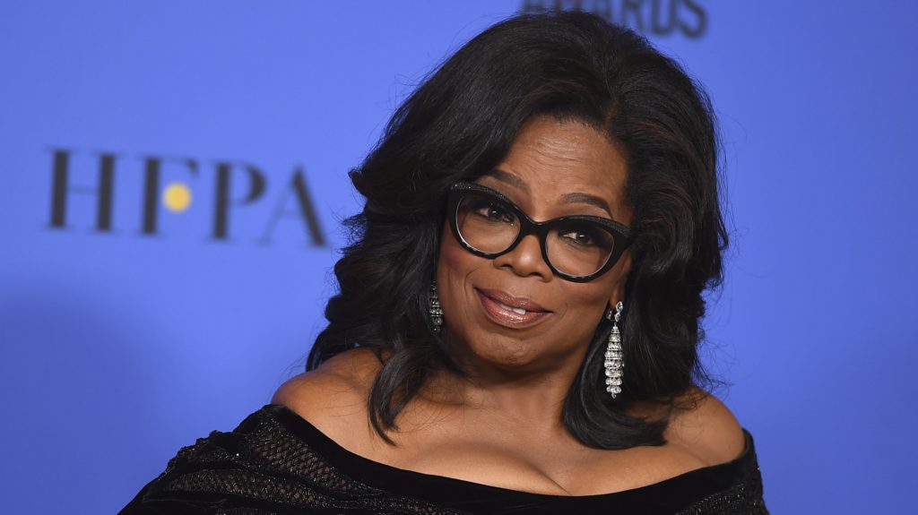 Oprah Winfrey poses in the press room with the Cecil B. DeMille Award at the 75th annual Golden Globe Awards at the Beverly Hilton Hotel on Sunday, Jan. 7, 2018, in Beverly Hills, Calif. (Photo by Jordan Strauss/Invision/AP)