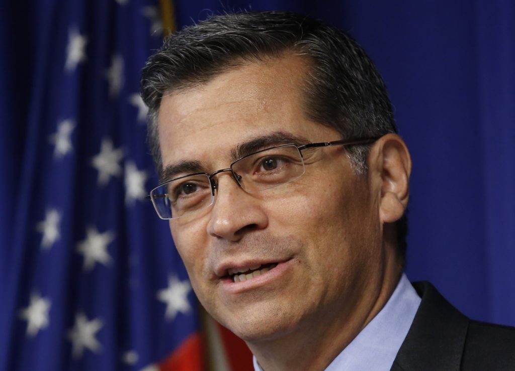 California Attorney General Xavier Becerra at a news conference Wednesday, May 3, 2017,in Sacramento, Calif. Becerra said that he plans to target political nonprofit organizations that he said mislead donors and influence campaigns. (AP Photo/Rich Pedroncelli)
