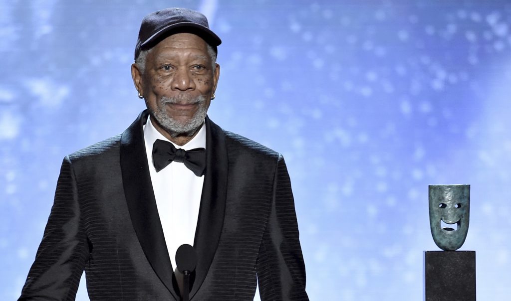 Morgan Freeman accepts the Life Achievement Award at the 24th annual Screen Actors Guild Awards at the Shrine Auditorium & Expo Hall on Sunday, Jan. 21, 2018, in Los Angeles. (Photo by Vince Bucci/Invision/AP)