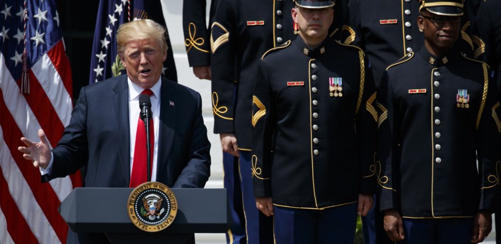 President Donald Trump speaks during a "Celebration of America" event at the White House, Tuesday, June 5, 2018, in Washington, in lieu of a Super Bowl celebration for the NFL's Philadelphia Eagles that he canceled. (AP Photo/Evan Vucci)