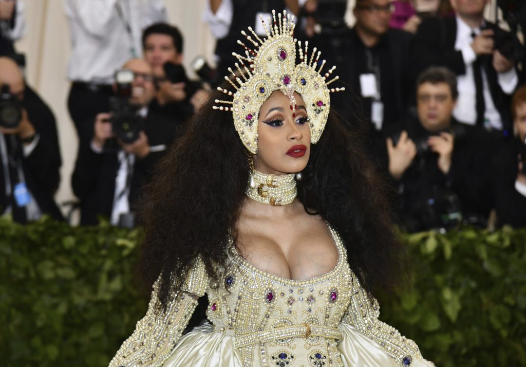 Cardi B attends The Metropolitan Museum of Art's Costume Institute benefit gala celebrating the opening of the Heavenly Bodies: Fashion and the Catholic Imagination exhibition on Monday, May 7, 2018, in New York. (Photo by Charles Sykes/Invision/AP)