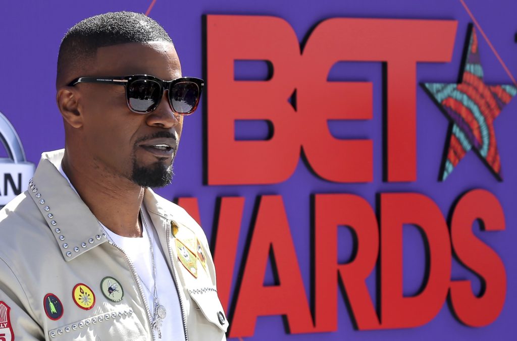 Jamie Foxx arrives at the BET Awards at the Microsoft Theater on Sunday, June 24, 2018, in Los Angeles. (Photo by Willy Sanjuan/Invision/AP)