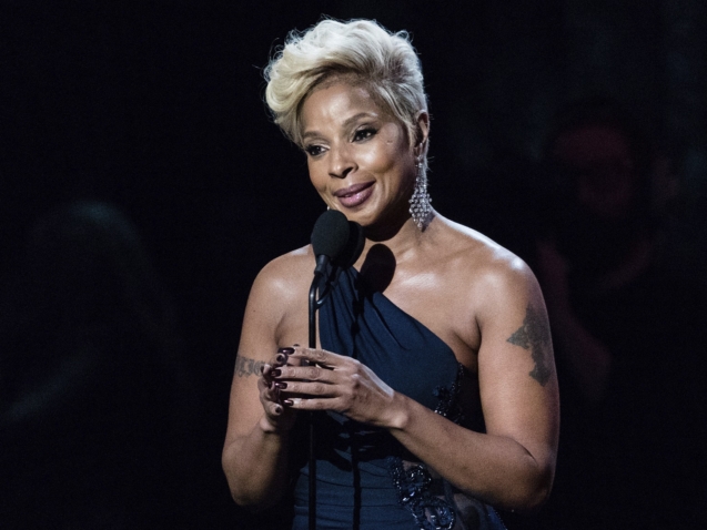 Mary J Blige is seen at the 2018 Rock and Roll Hall of Fame Induction Ceremony at Cleveland Public Auditorium Saturday, April 14, 2018, in Cleveland, Ohio. (Photo by Michael Zorn/Invision/AP)