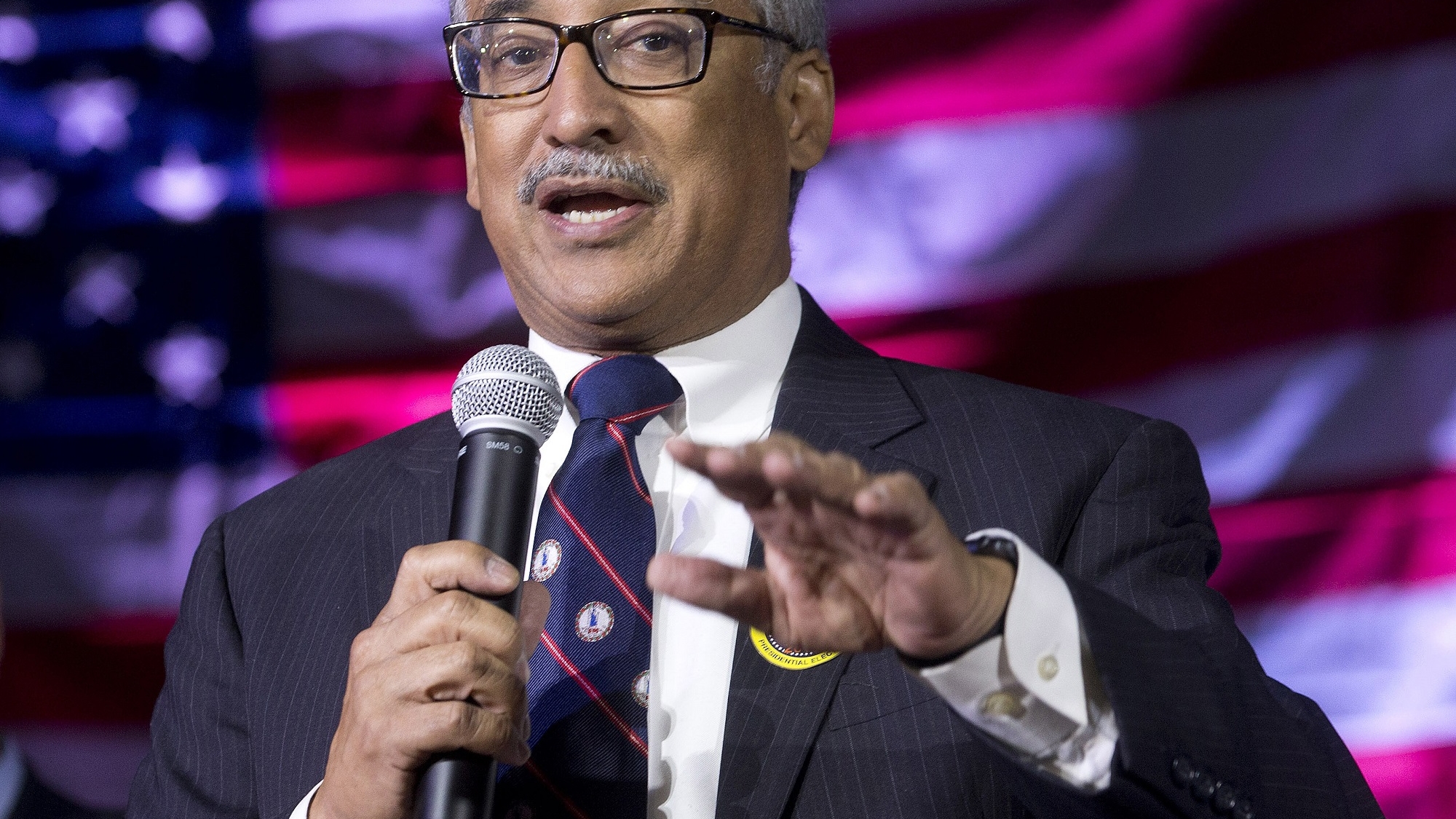 Congressman Bobby Scott, D-3rd., speaks during an election party in Falls Church, Va., Tuesday, Nov. 8, 2016.  Scott won re-election to his seat.  (AP Photo/Steve Helber)