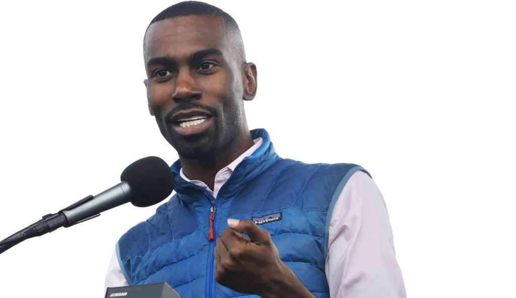 Activist DeRay Mckesson speaks at the A.C.T. To End Racism rally, Wednesday, April 4, 2018, on the National Mall in Washington, on the 50th anniversary of Martin Luther King Jr.'s assassination. (AP Photo/Jacquelyn Martin)