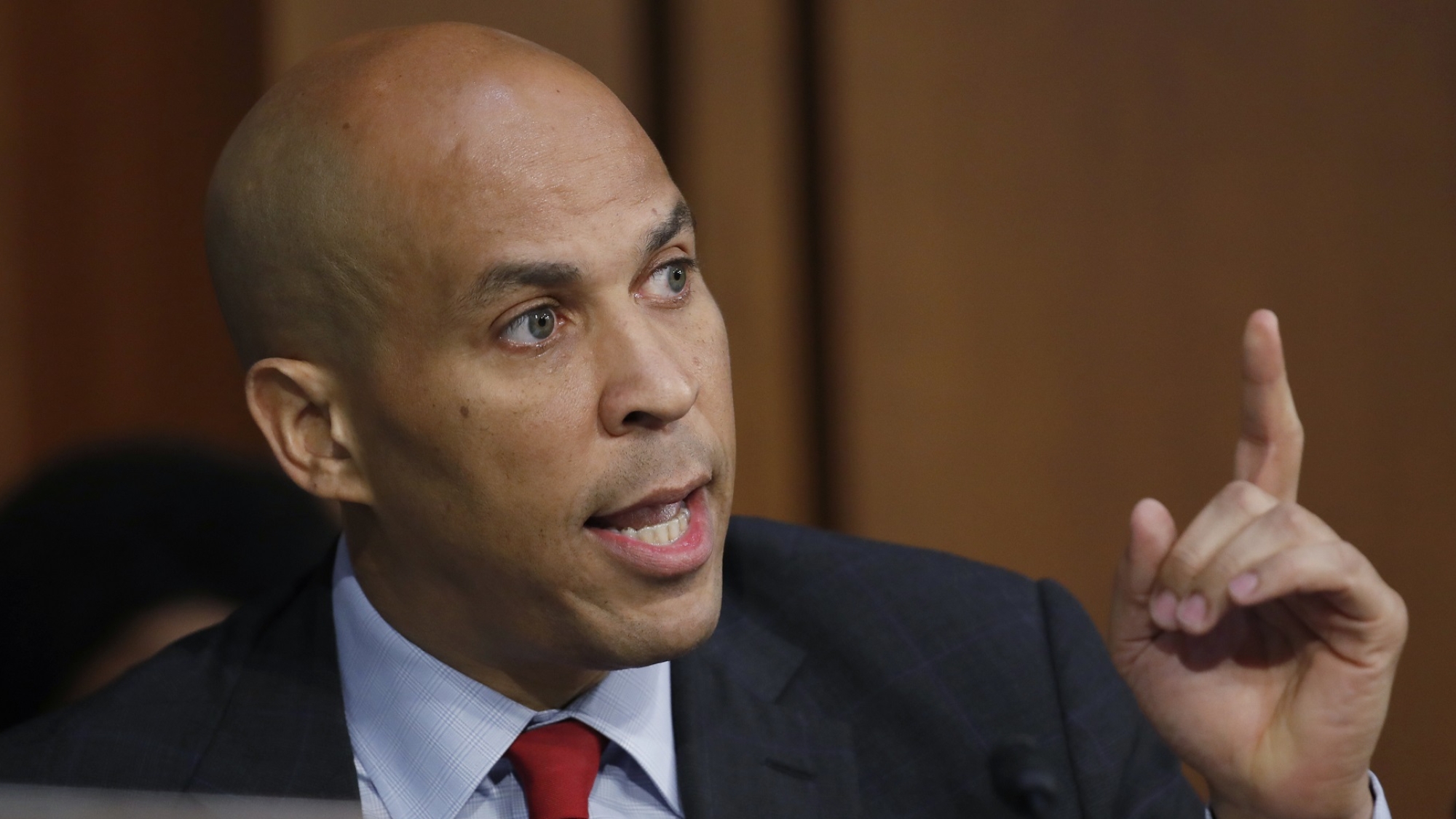 Sen. Cory Booker, D-N.J., speaks before President Donald Trump's Supreme Court nominee, Brett Kavanaugh testifies before the Senate Judiciary Committee on Capitol Hill in Washington, Thursday, Sept. 6, 2018, for the third day of his confirmation to replace retired Justice Anthony Kennedy. (AP Photo/Alex Brandon)