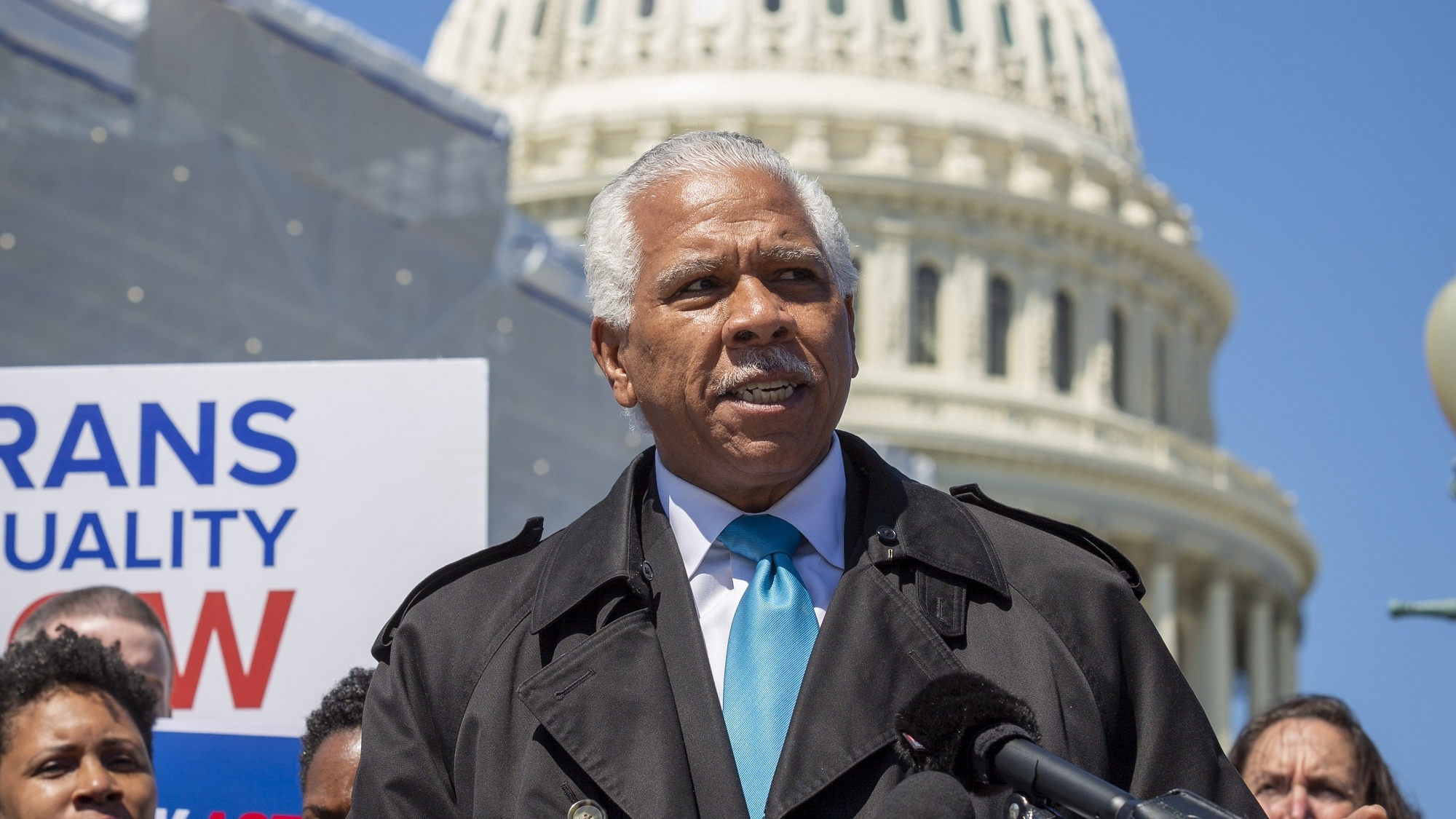 IMAGE DISTRIBUTED FOR HUMAN RIGHTS CAMPAIGN-  Hilary Shelton, director, NAACP Washington Bureau and senior vice president for policy and advocacy, speaks Monday, April 1, 2019 in Washington. (Eric Kayne/AP Images for Human Rights Campaign)