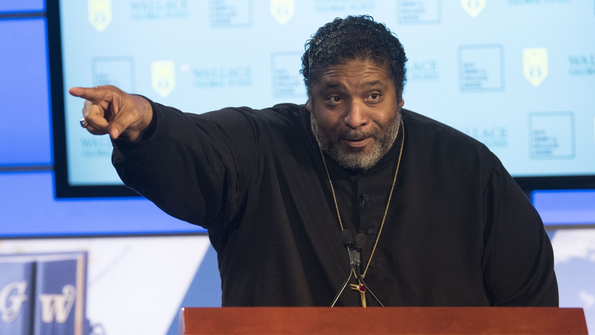 IMAGE DISTRIBUTED FOR WALLACE GLOBAL FUND - Reverend Dr. William Barber II honors Sunrise Movement during the 2019 Henry A. Wallace Award on Monday, May 6, 2019 in Washington. (Kevin Wolf/AP Images for Wallace Global Fund)