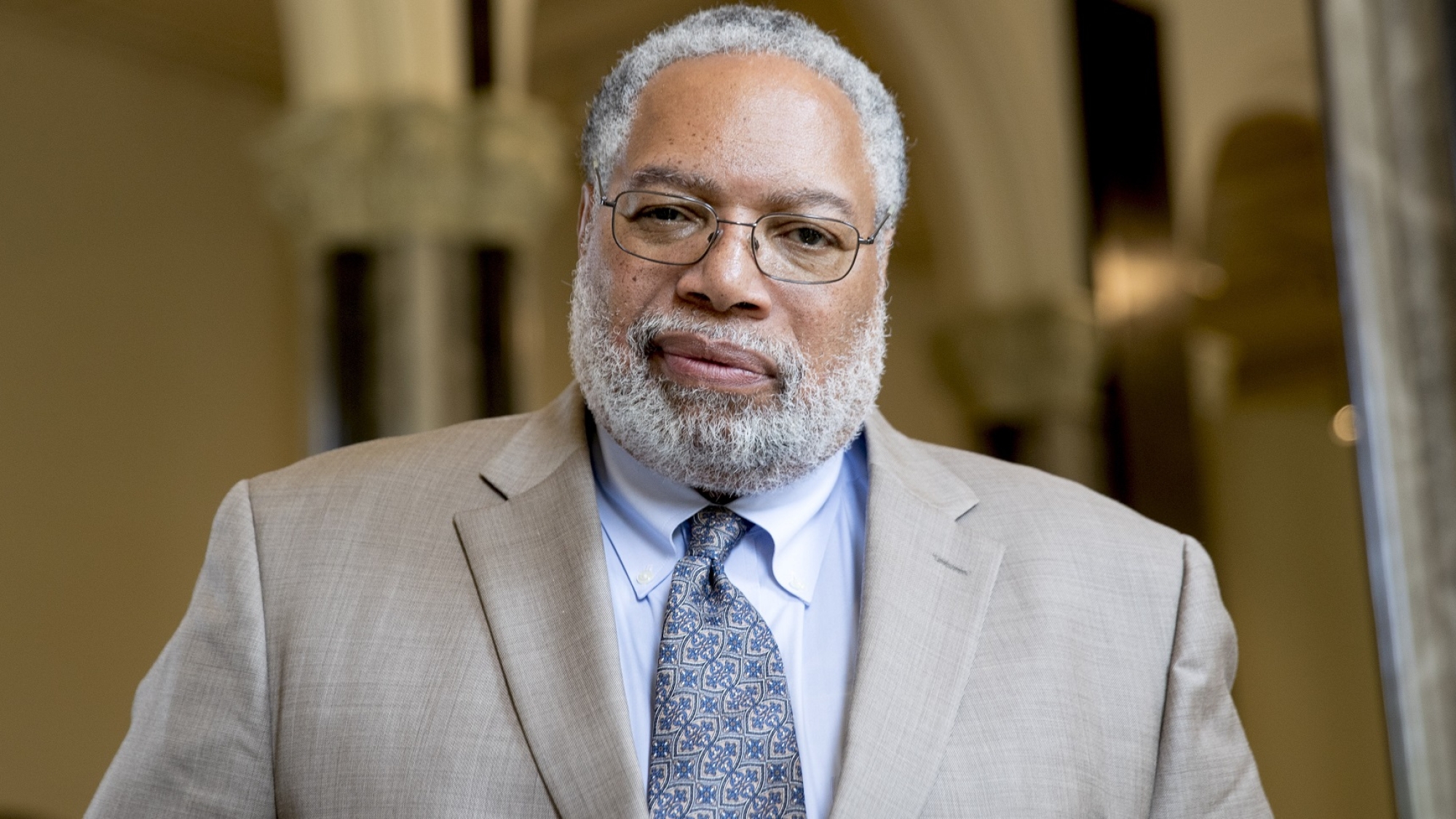 Lonnie Bunch, founding director of the Smithsonian's National Museum of African American History and Culture, poses for a photograph at the Smithsonian Castle in Washington, Tuesday, May 28, 2019. Bunch has been named as the 14th Secretary of the Smithsonian and the first African American to lead the organization. (AP Photo/Andrew Harnik)