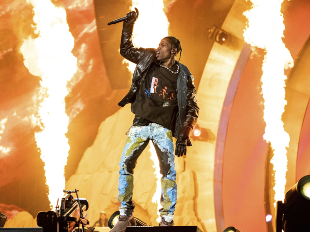 FILE - Travis Scott performs at the Astroworld Music Festival in Houston on Nov. 5, 2021.  Scott said he didn't know that fans had died at his Astroworld festival until after his performance ended. In an interview with Charlamagne Tha God posted on Thursday, Dec. 9, Scott said he paused the performance a couple of times, but couldn't hear fans screaming for help.  (Photo by Amy Harris/Invision/AP, File)
