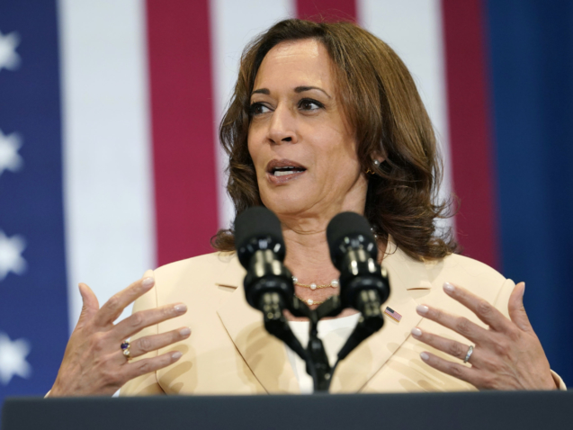 Vice President Kamala Harris speaks at Florida International University, Monday, Aug. 1, 2022, in Miami. Harris is attending climate resilience events in Miami. (AP Photo/Lynne Sladky)