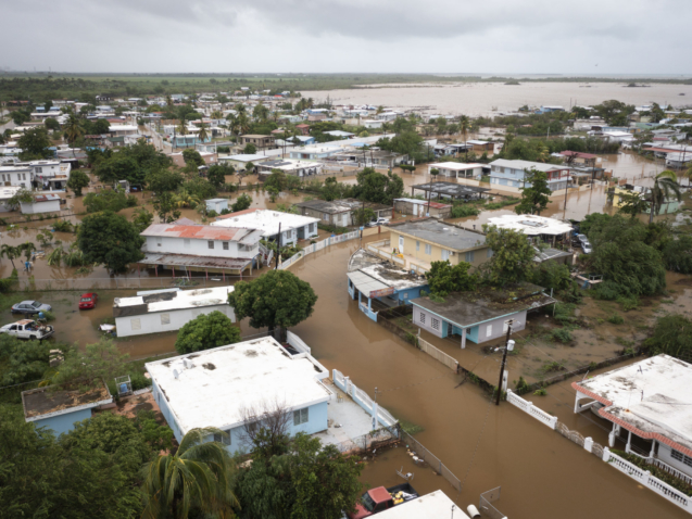 Playa Salinas is flooded after the passing of Hurricane Fiona in Salinas, Puerto Rico, Monday, Sept. 19, 2022. (AP Photo/Alejandro Granadillo)
