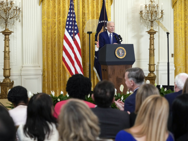 President Joe Biden speaks during an event in the East Room of the White House in Washington, Thursday, March 23, 2023, celebrating the 13th anniversary of the Affordable Care Act. (AP Photo/Susan Walsh)