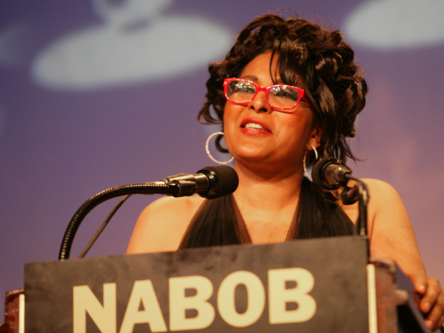 Pam Grier the winner of the National Association of Black Owned Broadcasters Pioneer in Entertainment Award, is seen Friday, March 23, 2007, in Washington. (AP Photo/Ron Thomas)