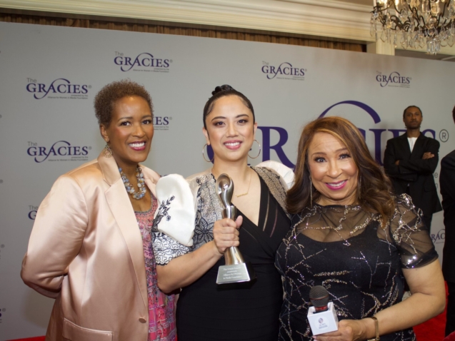 Chesley Maddox-Dorsey, CEO, A Wonder Media (left), Katrina Barilla, Gracie's Award Winner, Nationally Syndicated Producer of the Year, Nessa On Air (middle),
Tanya Hart, Host, Hollywood Live (right)