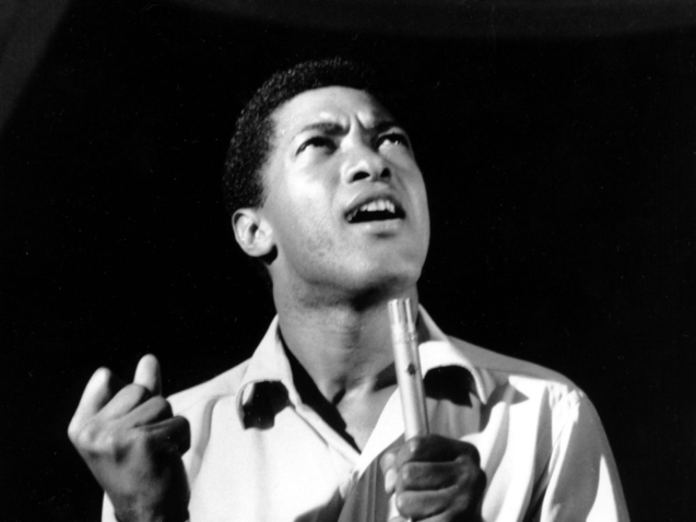 Rock and roll singer Sam Cooke performs at a concert in New York's Copacabana night club in this undated photo.  (AP Photo)