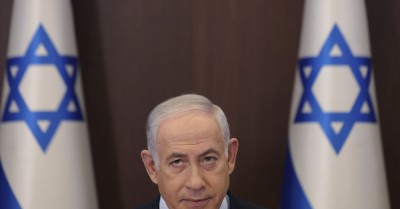 Israeli Prime Minister Benjamin Netanyahu attends the weekly cabinet meeting at the prime minister's office in Jerusalem