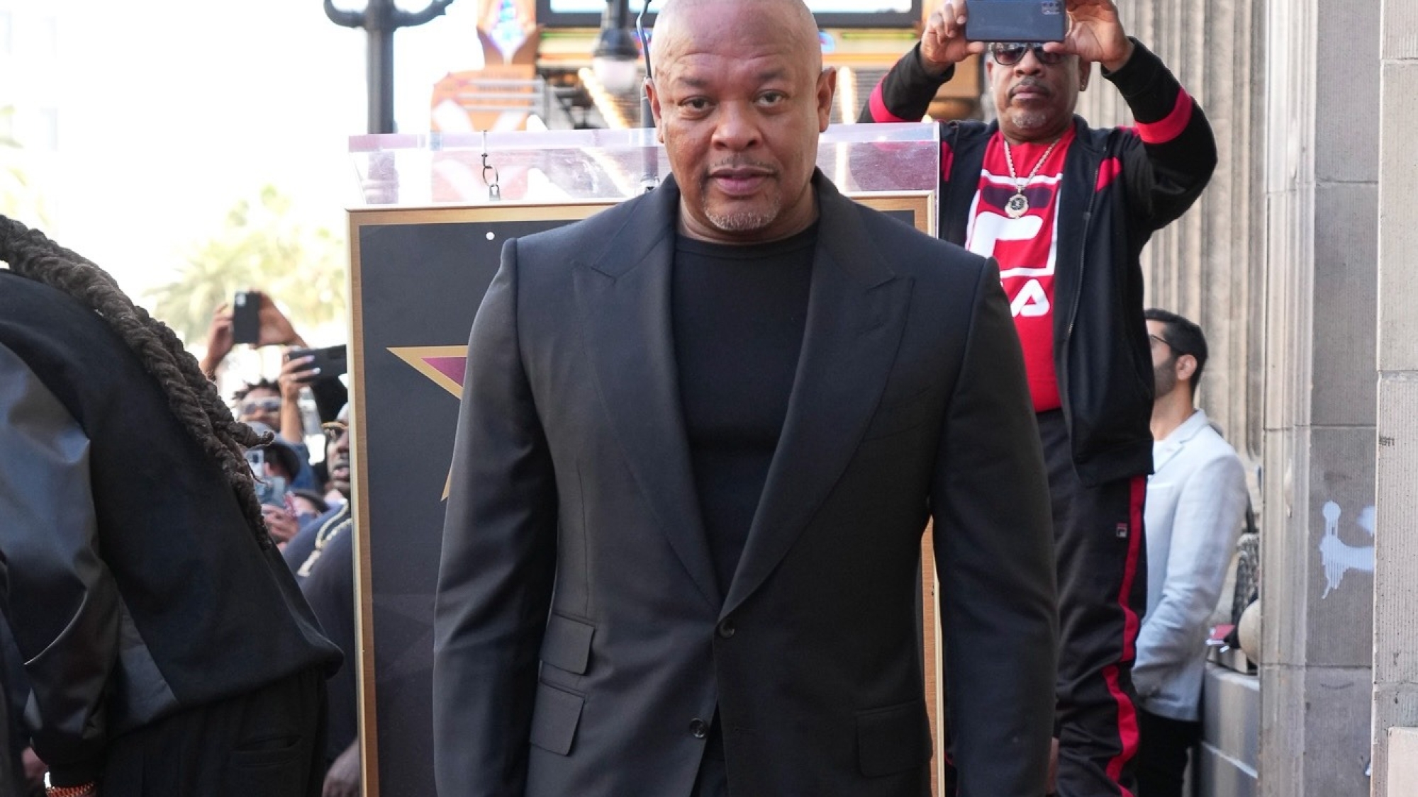 Dr. Dre attends a ceremony honoring him with a star on the Hollywood Walk of Fame on Tuesday, March 19, 2024, in Los Angeles. (Photo by Jordan Strauss/Invision/AP)