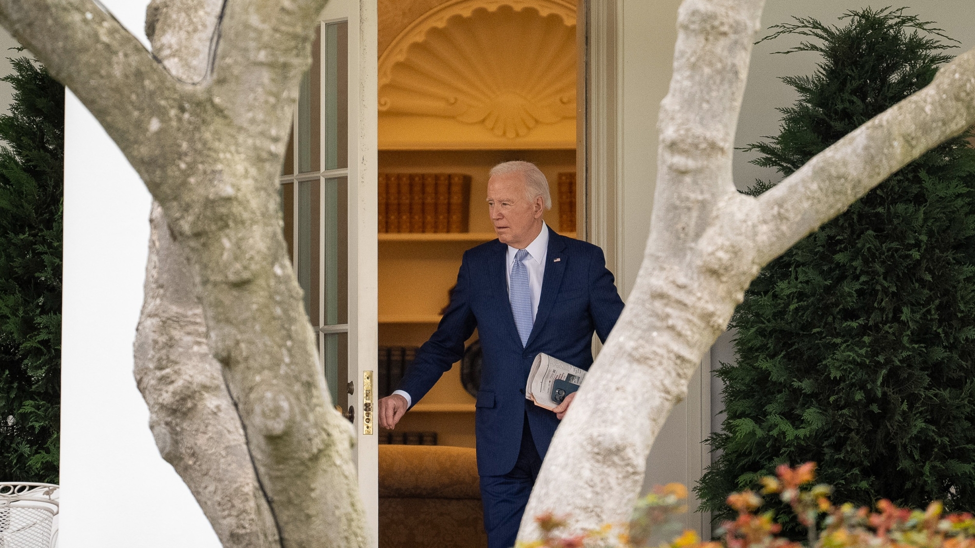 President Joe Biden walks out of the Oval Office to board Marine One on the South Lawn of the White House in Washington, Friday, March 22, 2024, to travel to Wilmington, Del. (AP Photo/Andrew Harnik)
