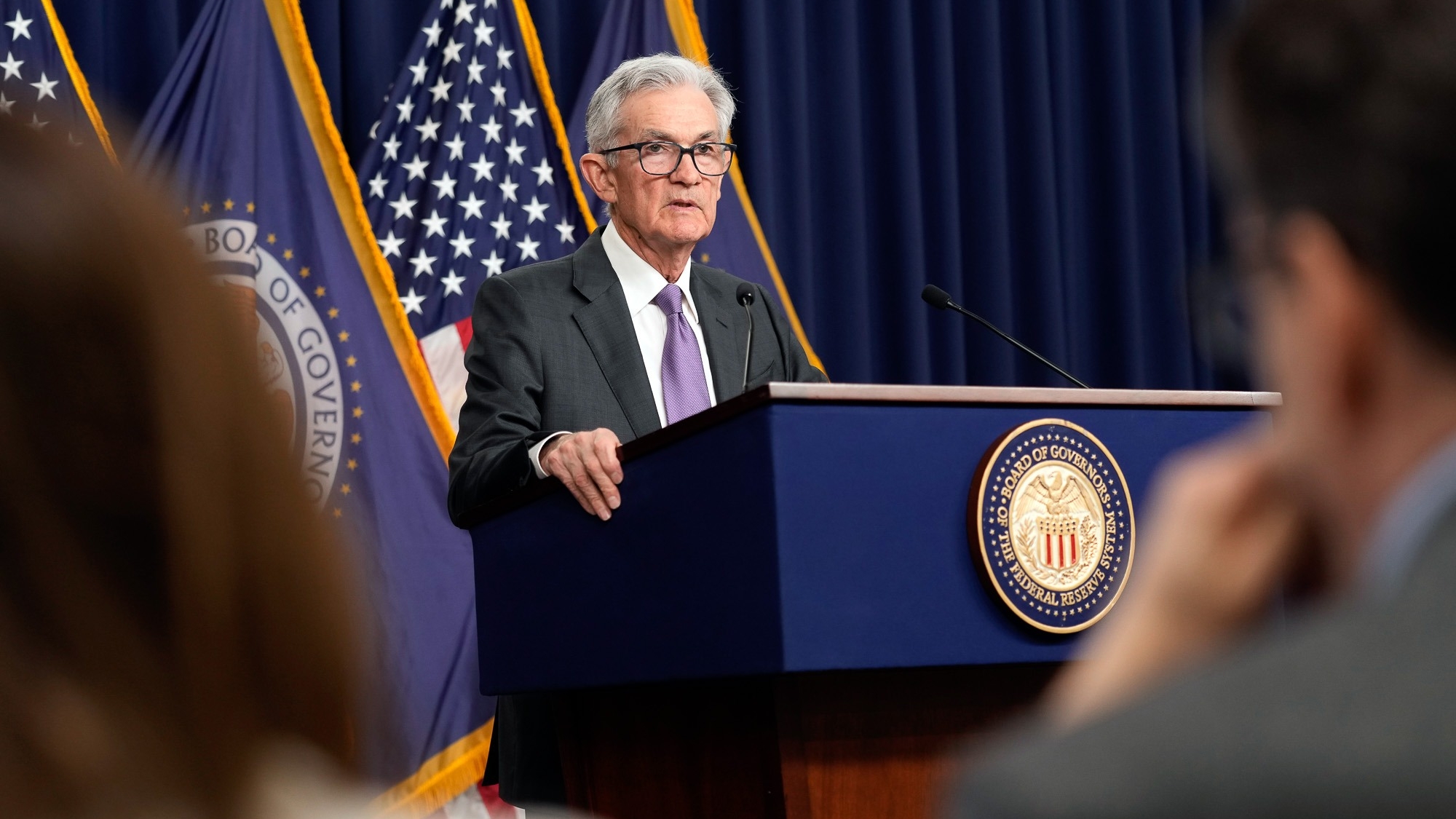 FILE - Federal Reserve Board chair Jerome Powell speaks during a news conference the Federal Reserve in Washington, March 20, 2024. On Wednesday, April 10, 2024, the Federal Reserve releases minutes from its March meeting, when it kept its key short-term interest rate unchanged for a fifth straight time. (AP Photo/Susan Walsh, File)