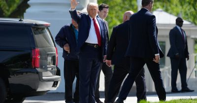 President Trump outside the White House amid legal dispute with 60 Minutes and The New York Times