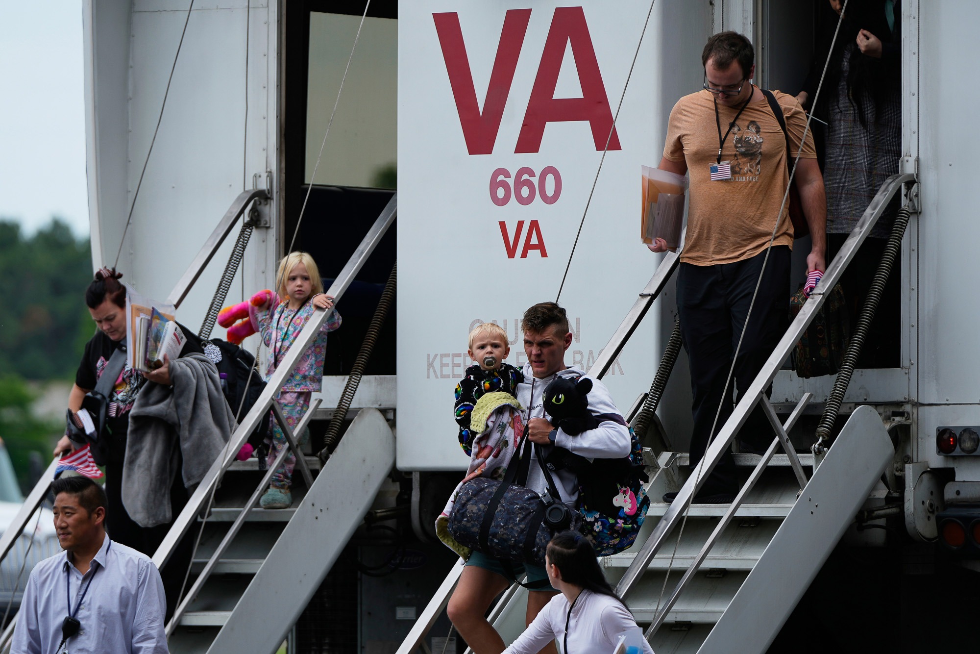 Afrikaner refugees from South Africa arrive at Dulles International Airport.