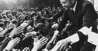 Los Angeles Mayor Tom Bradley campaigning